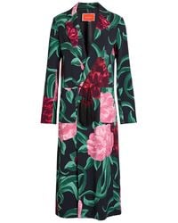 La DoubleJ - Duster Floral-Print Sablé Satin Coat - Lyst