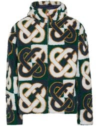 CASABLANCA - Logo-Monogrammed Hooded Fleece Jacket - Lyst