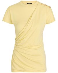 Balmain - Draped Cotton T-Shirt - Lyst