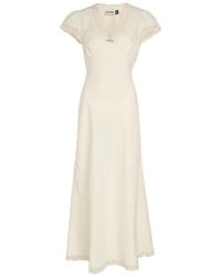 RIXO London - Clarice Lace-Embellished Linen-Blend Maxi Dress - Lyst