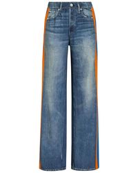 Rag & Bone - Striped Denim-Print Cotton Track Pants - Lyst