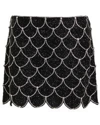 Alice + Olivia - Rubi Embellished Scalloped Stretch-Mesh Mini Skirt - Lyst