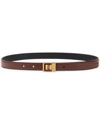 Saint Laurent - Logo-Engraved Leather Belt - Lyst