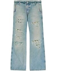 Amiri - Checkered Repair Distressed Bootcut Jeans - Lyst