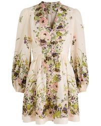 Zimmermann - Halliday Floral-Print Linen Mini Dress - Lyst