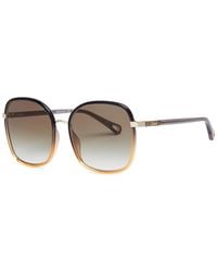 Chloé - Two-tone Square-frame Sunglasses - Lyst