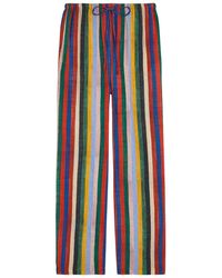 STAUD - Mateo Striped Cotton Trousers - Lyst