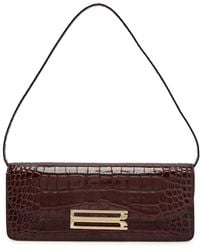 Victoria Beckham - Dorian East-West Crocodile-Effect Leather Clutch - Lyst