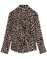 Balmain - Leopard-Print Silk Blouse - Lyst