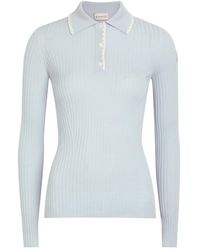 Moncler - Ribbed Wool Polo Top - Lyst