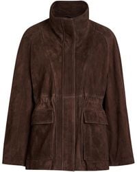 Nour Hammour - Quai Funnel-Neck Suede Jacket - Lyst