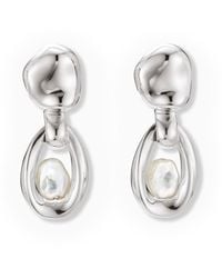 AGMES - Sacha Sterling Pearl Earrings - Lyst