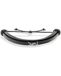 Saint Laurent - Cassandre Logo Leather Bracelet - Lyst