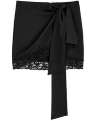 Blumarine - Bow Lace-Trimmed Satin Mini Skirt - Lyst