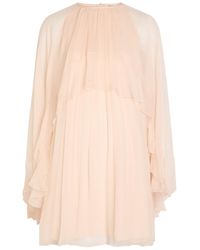 Chloé - Ruffled Cape-Effect Silk Mini Dress - Lyst