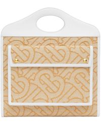 Burberry Medium Raffia And Leather Pocket Bag - Natural