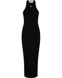 Off-White c/o Virgil Abloh Black Logo Stretch-cotton Midi Dress