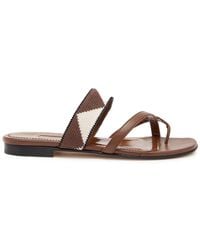 Manolo Blahnik - Susastra 10 Cross-Over Wool And Leather Sandals - Lyst