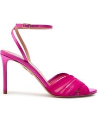 Aquazzura - Voile 85 Cross-Over Satin Sandals - Lyst
