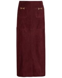 RIXO London - Edwina Horsebit-Embellished Suede Midi Skirt - Lyst