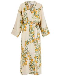 BERNADETTE - Peignoir Printed Silk Wrap Dress - Lyst