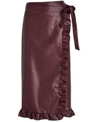 Never Fully Dressed - Jaspre Ruffled Faux Leather Midi Wrap Skirt - Lyst