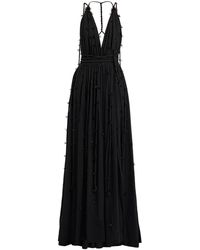 Caravana - Bead Embellished Halterneck Cotton Maxi Dress - Lyst