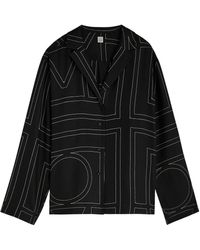 Totême - Logo-Embroidered Silk-Satin Shirt - Lyst