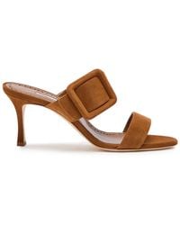 Manolo Blahnik - Gable 70 Buckle-Embellished Suede Mules - Lyst