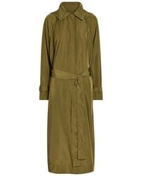 Another Tomorrow - Hooded Belted Nylon Trench - Lyst