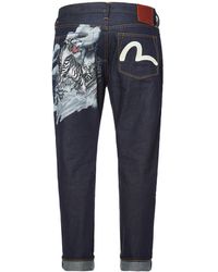 evisu carrot fit seagull reflective print selvedge