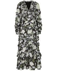Needle & Thread - Moonlight Petals Floral-print Matte Satin Midi Dress - Lyst
