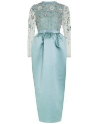 Huishan Zhang - Starla Embellished Duchess Satin And Tulle Midi Dress - Lyst