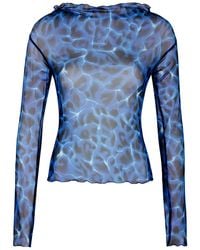 KNWLS - Printed Stretch-tulle Top - Lyst