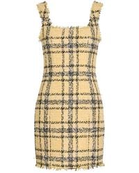 Balmain - Checked Tweed Mini Dress - Lyst