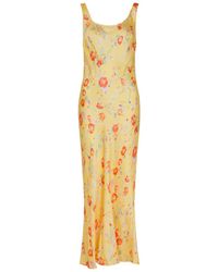 RIXO London - Bondi Floral-Print Satin Midi Slip Dress - Lyst
