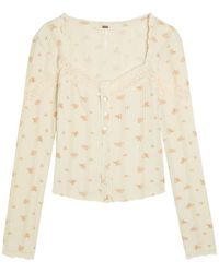 Free People - Lets Party Cardi Floral-Print Cotton Top - Lyst