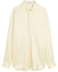 Stella McCartney - Faux Pearl-Embellished Satin Shirt - Lyst