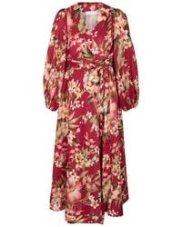 Zimmermann - Lexi Floral-print Linen Wrap Dress - Lyst