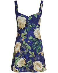 Alice + Olivia - Eve Embellished Floral Crepe Mini Dress - Lyst