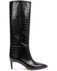 Paris Texas - 60 Crocodile-effect Leather Knee-high Boots - Lyst