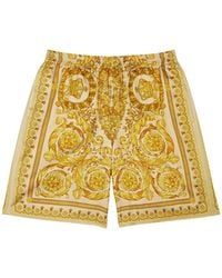 Versace - Baroque Printed Silk-twill Shorts - Lyst
