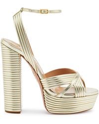 Aquazzura - Sundance 140 Metallic Leather Platform Sandals - Lyst