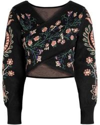 FARM Rio - Marvelous Garden Floral-Jacquard Knit Crop Top - Lyst