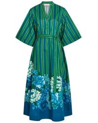 ALÉMAIS - Margo Striped Cotton-Poplin Midi Dress - Lyst