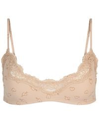 Skims - Printed Lace-Trim Stretch-Jersey Bralette - Lyst