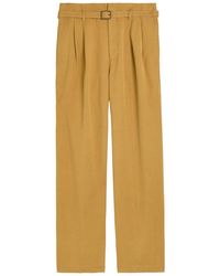 Polo Ralph Lauren - Belted Cotton And Linen-Blend Trousers - Lyst