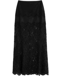 Rabanne - Scalloped Lace Satin-Jersey Maxi Skirt - Lyst