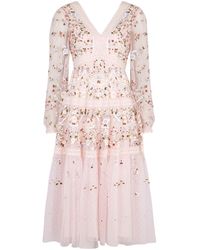 Needle & Thread - Garland Floral-embroidered Tulle Midi Dress - Lyst