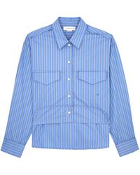 Victoria Beckham - Cropped Striped Cotton-Poplin Shirt - Lyst